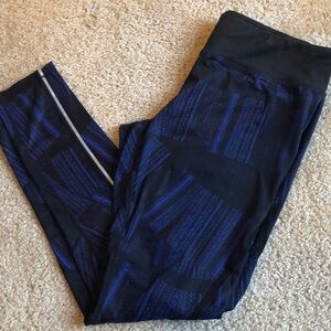 Zella Reflective black Blue work out leggings L
